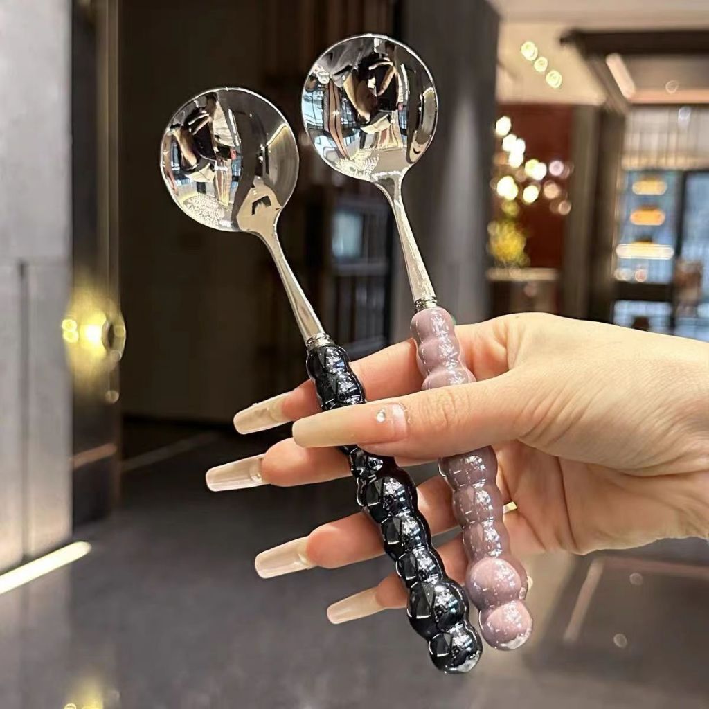 Sendok Stainless Bentuk Mutiara / Pearl Cutlery Aesthetic / Peralatan Makan Ala Korean Premium Tebal