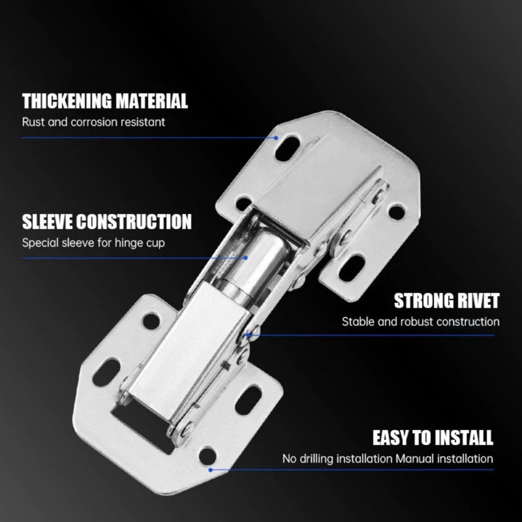 Engsel Kodok Pintu 3inch FREE 8 Baut / Plate Hinge Door Stainless Lemari Kabinet 90 Derajat Tahan Karat Termurah