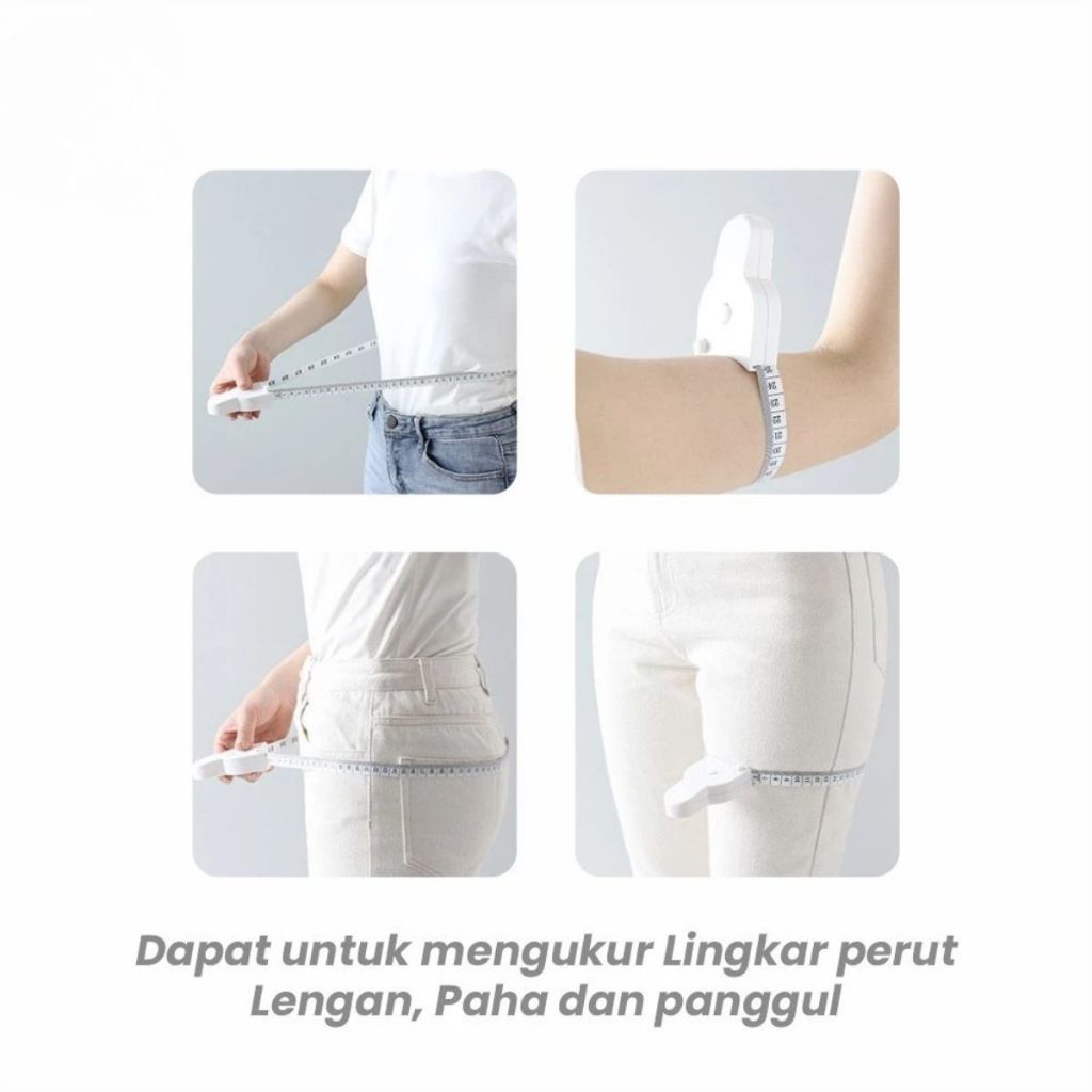 Meteran Gulung Badan 150cm Otomatis / Alat Ukur Lingkar Perut Lengan Kain Double Side Multifungsi