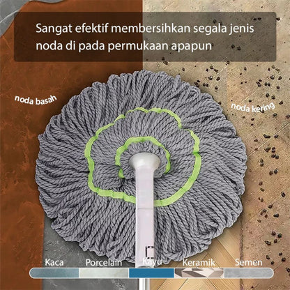 Alat Pel Lantai Peras Tarik Putar Otomatis / Twist Mop Microfiber Daya Serap Air Kuat Praktis Murah