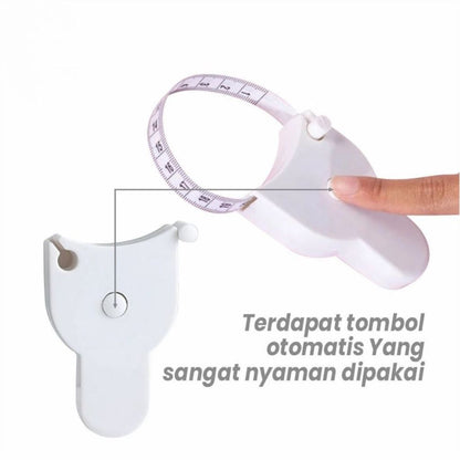 Meteran Gulung Badan 150cm Otomatis / Alat Ukur Lingkar Perut Lengan Kain Double Side Multifungsi