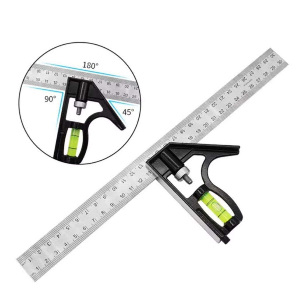Penggaris Siku Tukang Waterpass 30CM / Square Ruler Mistar L Stainless / Pengukur Sudut Anti Karat