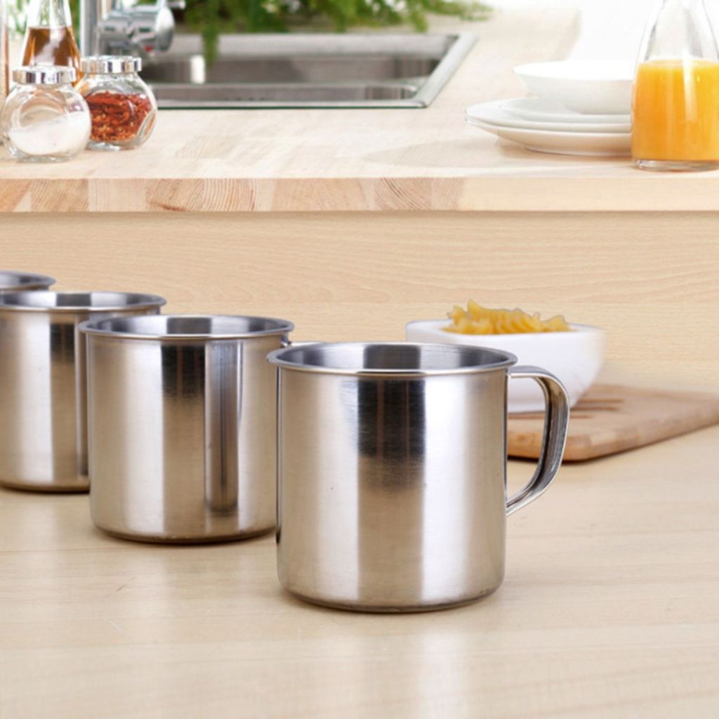 Cangkir Stainless 7cm Tebal / Gelas Minum Kopi Teh Tahan Panas / Mug Travel Mini Anti Karat Termurah