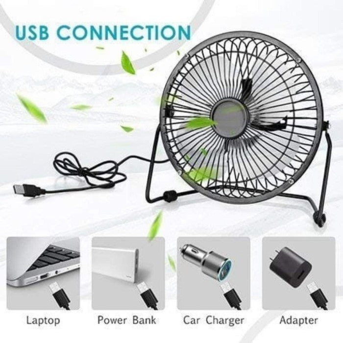 Kipas Angin USB Besi 5 Inch Portable / Mini Fan Meja Elektrik Pendingin Ruangan Super Kencang Anti Panas