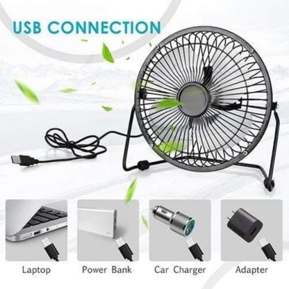 Kipas Angin USB Besi 5 Inch Portable / Mini Fan Meja Elektrik Pendingin Ruangan Super Kencang Anti Panas