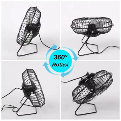 Kipas Angin USB Besi 5 Inch Portable / Mini Fan Meja Elektrik Pendingin Ruangan Super Kencang Anti Panas
