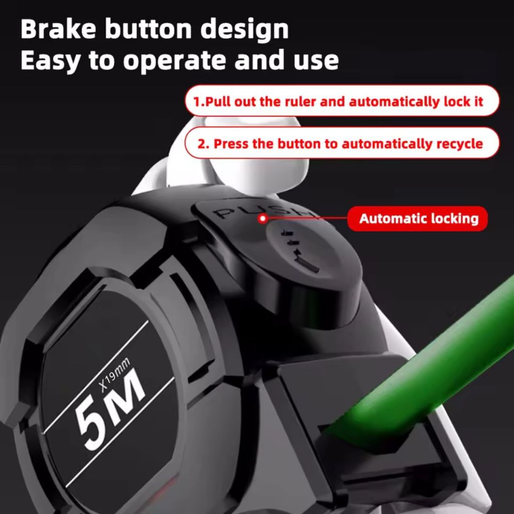 Meteran Tukang Pita Neon 5M / Measuring Tape 5 Meter / Alat Pengukur Bangunan Tebal Anti Karat Murah