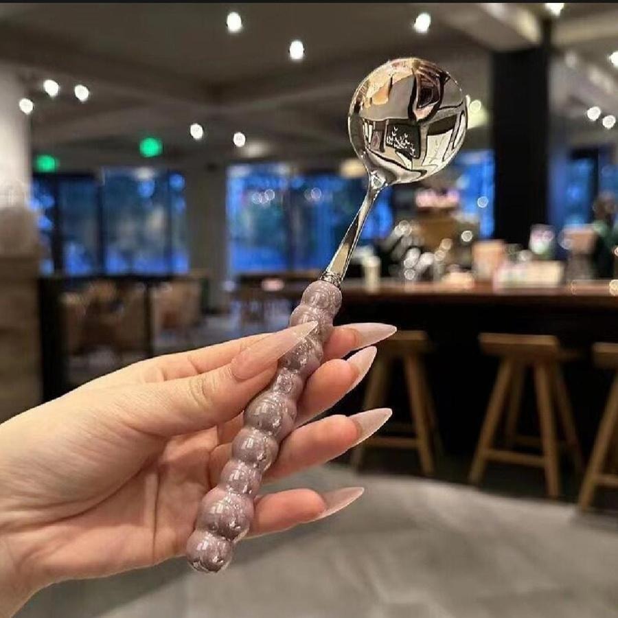 Sendok Stainless Bentuk Mutiara / Pearl Cutlery Aesthetic / Peralatan Makan Ala Korean Premium Tebal