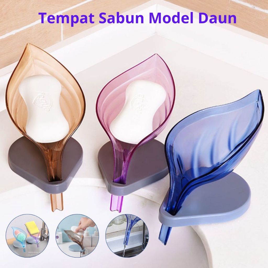 Tempat Sabun Batang Bentuk Daun | Wadah Tirisan Air Spons Cuci Piring | Soap Holder Serbaguna Tatakan Spon Saringan Wastafel