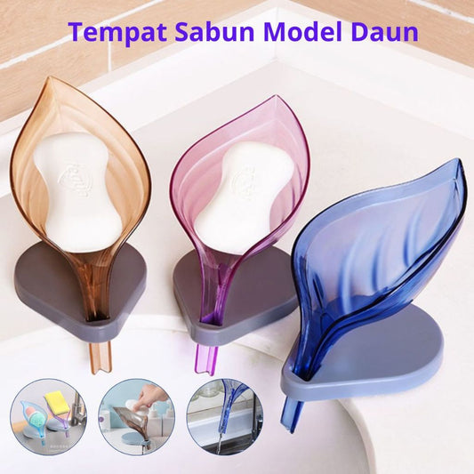 Tempat Sabun Batang Bentuk Daun | Wadah Tirisan Air Spons Cuci Piring | Soap Holder Serbaguna Tatakan Spon Saringan Wastafel