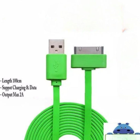 Kabel Data Iphone 100cm | Cable Charger Hp 2A 1M Bentuk Pipih Fast Charging Anti Kusut Termurah
