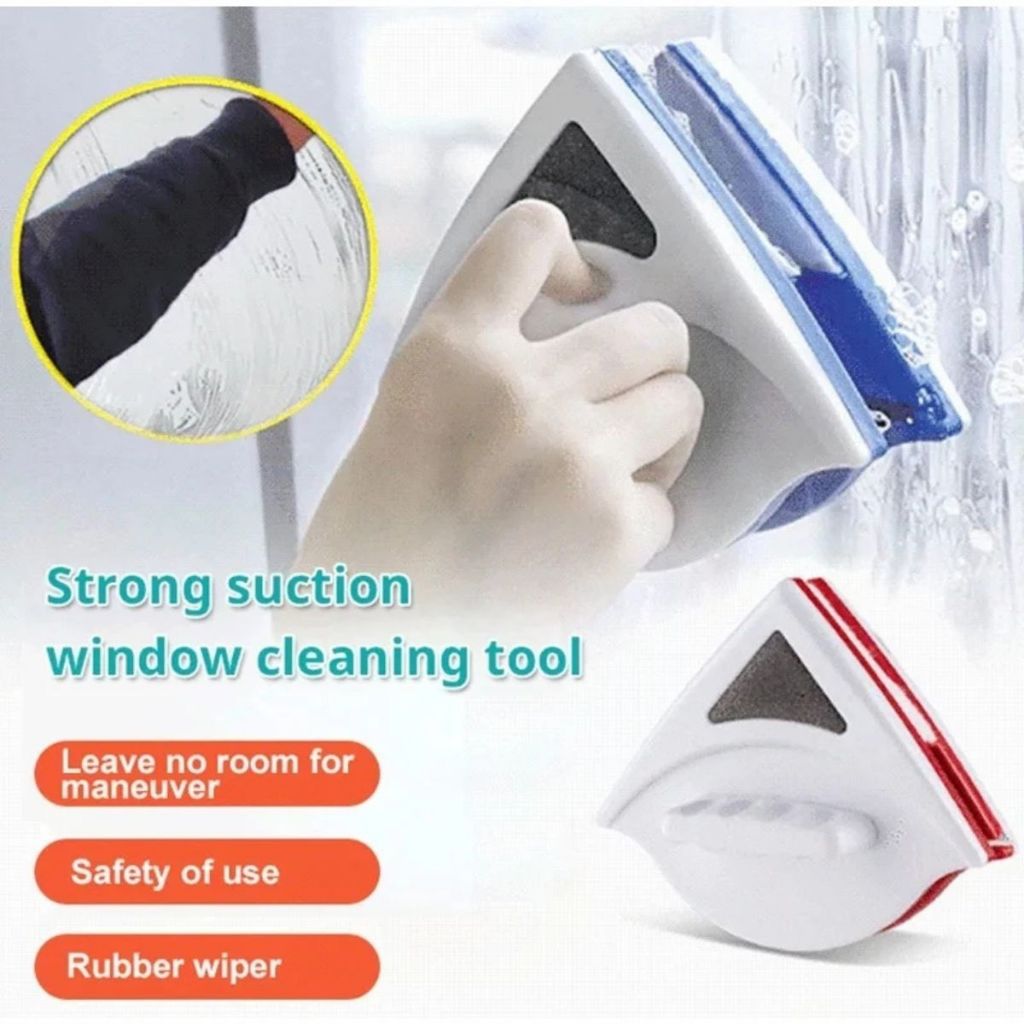 Alat Pembersih Kaca Magnet Segitiga | Window Magnetic Cleaner Double | Wipper Pengangkat Kotoran  Debu Jendela Multifungsi