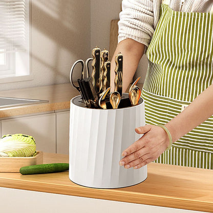 Tempat Pisau dan Sendok Putar 360° | Organizer Dapur Estetik | Rak Simpan Garpu Gunting Minimalis Elegan Multifungsi