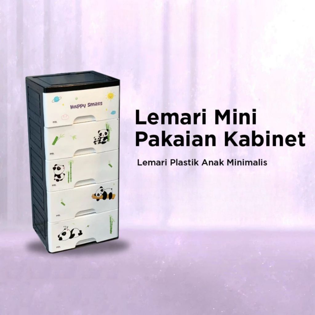 Lemari Plastik Panda 4-5 Susun | Kabinet Mini Rak Pakaian Tempat Penyimpanan Baju Celana Serbaguna Termurah
