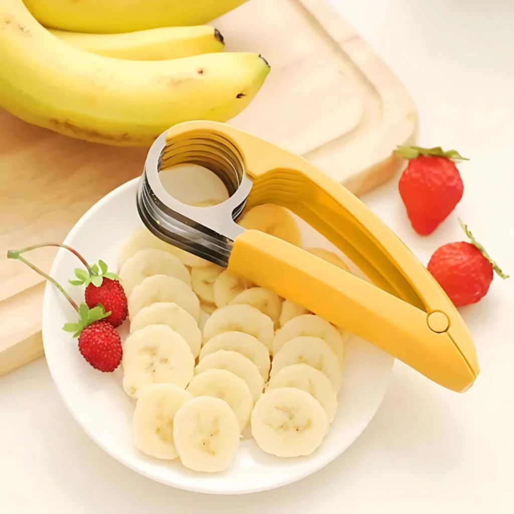 Alat Pemotong Pisang Manual Stainless | Banana Slicer Multifungsi | Alat Potong Sosis Timun Wortel Praktis Super Tajam