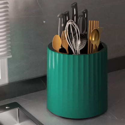 Tempat Pisau dan Sendok Putar 360° | Organizer Dapur Estetik | Rak Simpan Garpu Gunting Minimalis Elegan Multifungsi