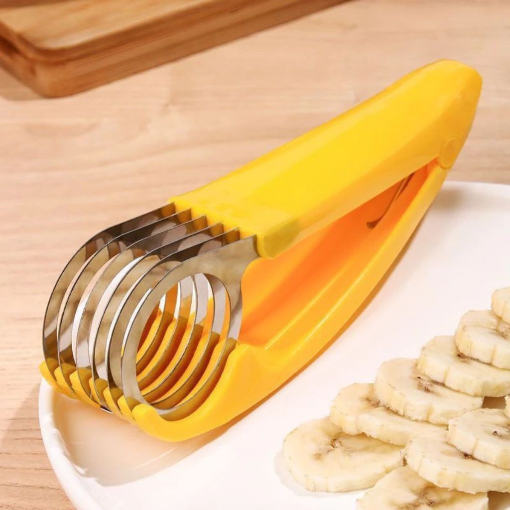 Alat Pemotong Pisang Manual Stainless | Banana Slicer Multifungsi | Alat Potong Sosis Timun Wortel Praktis Super Tajam