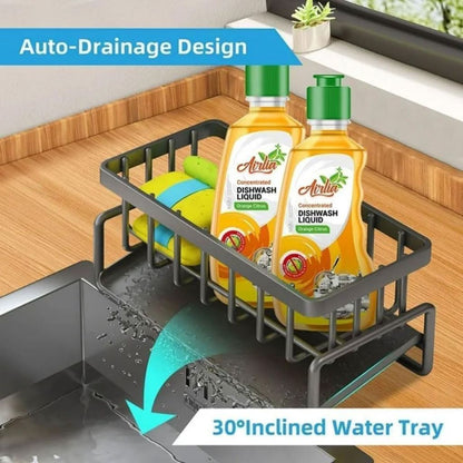 Rak Wastafel Sabun Cuci Piring | Sink Drain Rack Plastik Multifungsi | Tempat Pengering Spons Gantungan Lap Serbet Multifungsi