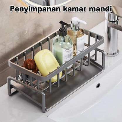 Rak Wastafel Sabun Cuci Piring | Sink Drain Rack Plastik Multifungsi | Tempat Pengering Spons Gantungan Lap Serbet Multifungsi