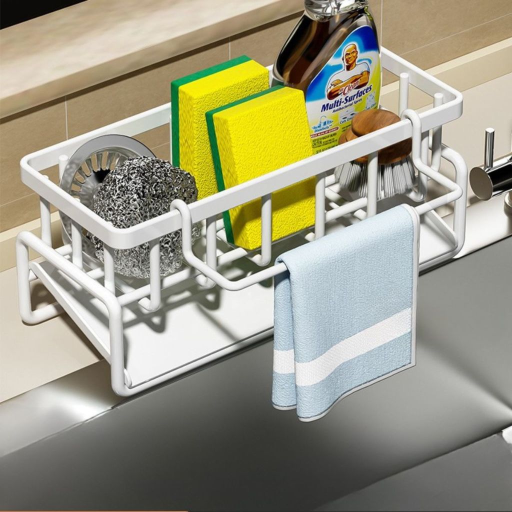 Rak Wastafel Sabun Cuci Piring | Sink Drain Rack Plastik Multifungsi | Tempat Pengering Spons Gantungan Lap Serbet Multifungsi