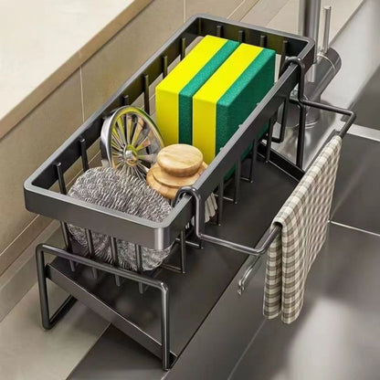 Rak Wastafel Sabun Cuci Piring | Sink Drain Rack Plastik Multifungsi | Tempat Pengering Spons Gantungan Lap Serbet Multifungsi