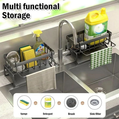 Rak Wastafel Sabun Cuci Piring | Sink Drain Rack Plastik Multifungsi | Tempat Pengering Spons Gantungan Lap Serbet Multifungsi