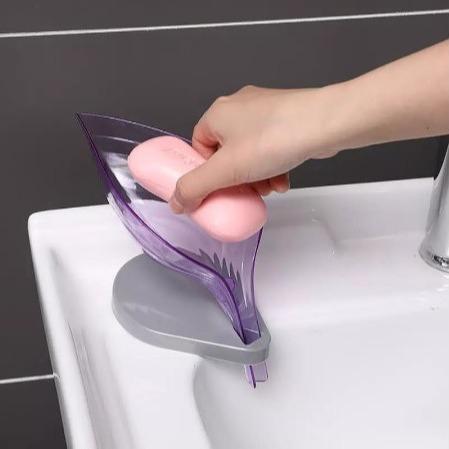 Tempat Sabun Batang Bentuk Daun | Wadah Tirisan Air Spons Cuci Piring | Soap Holder Serbaguna Tatakan Spon Saringan Wastafel