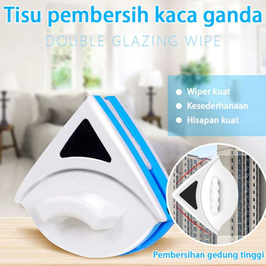 Alat Pembersih Kaca Magnet Segitiga | Window Magnetic Cleaner Double | Wipper Pengangkat Kotoran  Debu Jendela Multifungsi