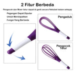 Alat Pengocok Telur Lipat / Hand Mixer Manual Silikon Pengaduk Adonan BPA Free Serbaguna
