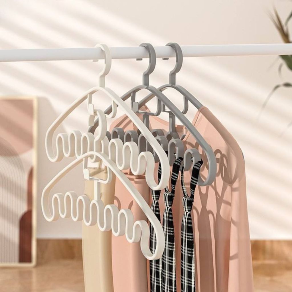 Gantungan Baju Gelombang / Magic Hanger Plastik Non-Slip / Kait Gantung Pakaian Dasi Multifungsi