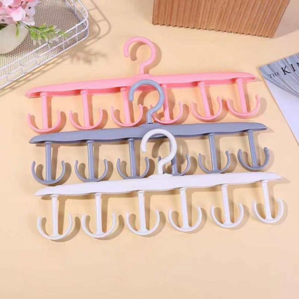 Gantungan Baju 12 Hook Putar / Magic Hanger Plastik / Kait Gantung Jemuran Dasi Tas Topi Multifungsi