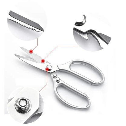 Gunting Dapur Stainless Steel Cutting Scissors Tajam Pemotong Sayur Daging Pembuka Botol Serbaguna