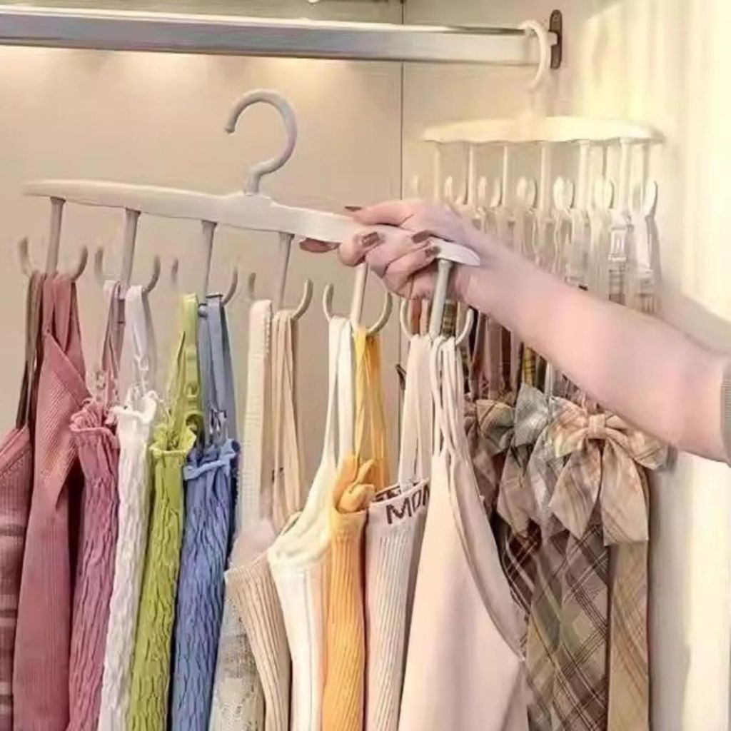 Gantungan Baju 12 Hook Putar / Magic Hanger Plastik / Kait Gantung Jemuran Dasi Tas Topi Multifungsi