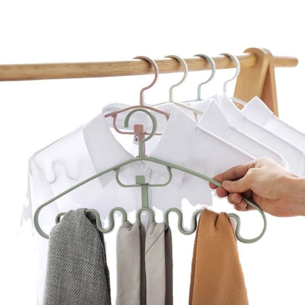 Gantungan Baju Gelombang / Magic Hanger Plastik Non-Slip / Kait Gantung Pakaian Dasi Multifungsi