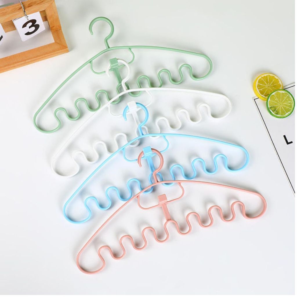 Gantungan Baju Gelombang / Magic Hanger Plastik Non-Slip / Kait Gantung Pakaian Dasi Multifungsi