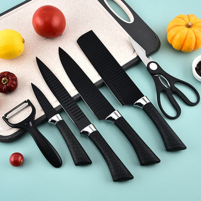 Pisau Dapur Hitam Set Isi 6pcs