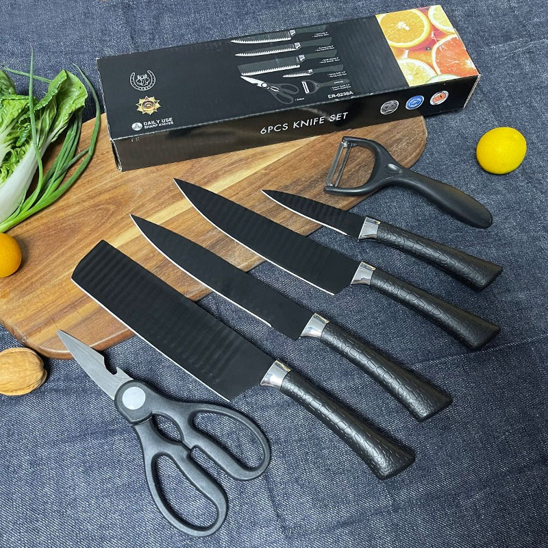 Pisau Dapur Hitam Set Isi 6pcs
