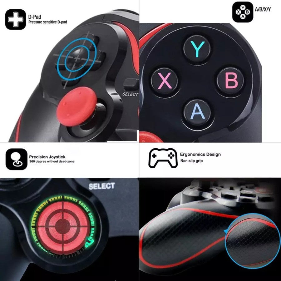 Gamepad X3 Bluetooth Wireless Controller Hp MOBA PUBG / Game Pad Joystick Handle Support Smartphone Tablet SmartTV PC ShootingPlus V3 Mobile Legend Rechargeable Isi Ulang Power Joy Stik Joystik