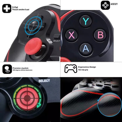 Gamepad X3 Bluetooth Wireless Controller Hp MOBA PUBG / Game Pad Joystick Handle Support Smartphone Tablet SmartTV PC ShootingPlus V3 Mobile Legend Rechargeable Isi Ulang Power Joy Stik Joystik