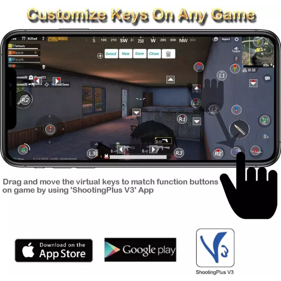 Gamepad X3 Bluetooth Wireless Controller Hp MOBA PUBG / Game Pad Joystick Handle Support Smartphone Tablet SmartTV PC ShootingPlus V3 Mobile Legend Rechargeable Isi Ulang Power Joy Stik Joystik