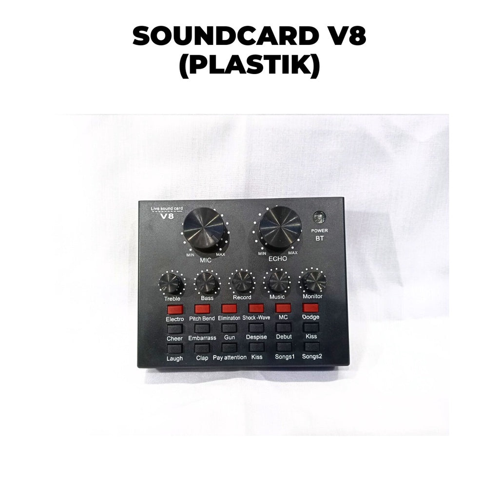 SoundCard V8 Recording dan Broadcasting Sound Effect Singing Streaming Live Karaoke - Alat Sound card Audio Mixer External Microphone Headset Bluetooth Efek Suara Jenis Elektonik Artifisial Wireless