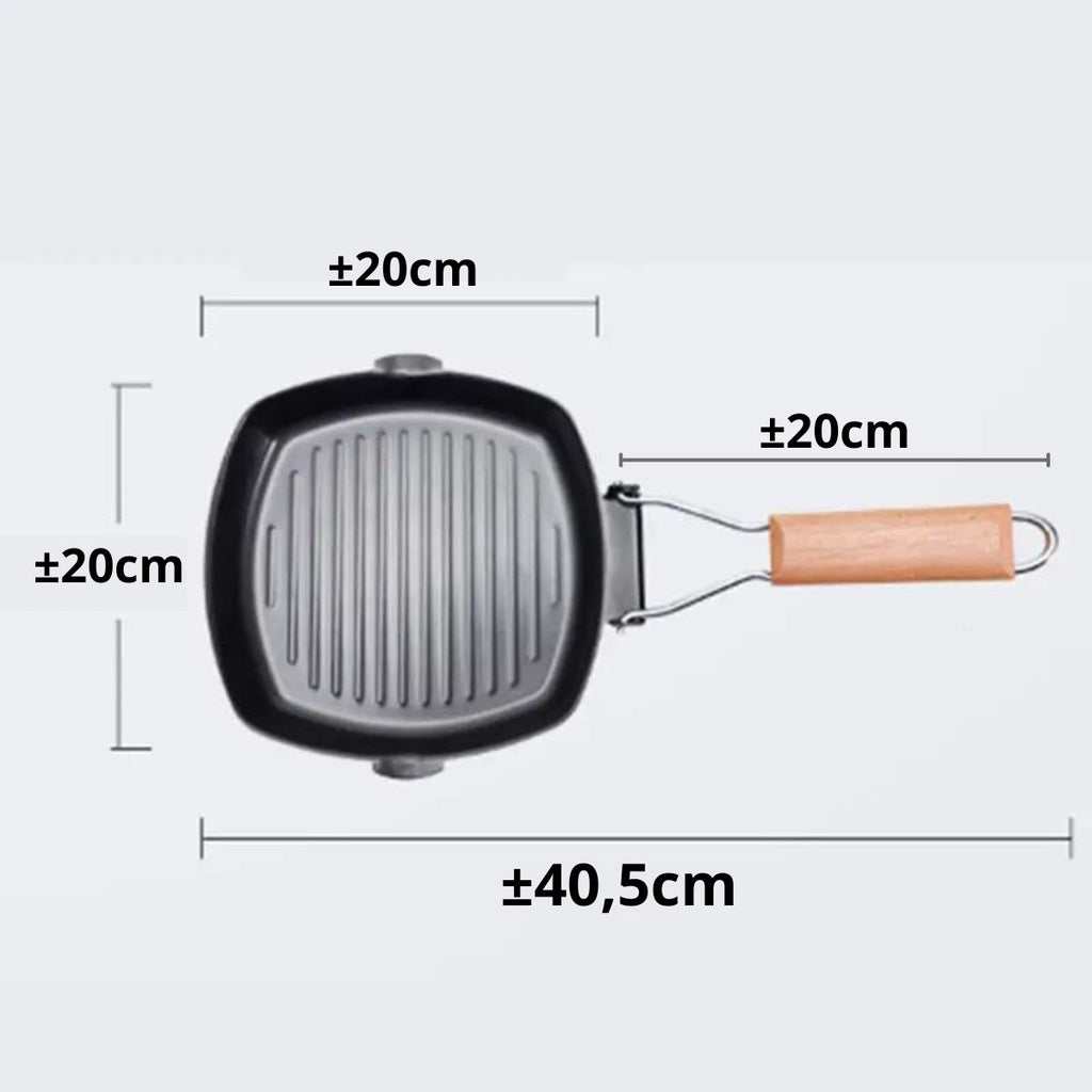 Panci Panggang Square Grill Pan Foldable 20Cm Wajan BBQ Anti Lengket Bentuk Kotak Panci Pemanggang Bakaran Sate Serbaguna