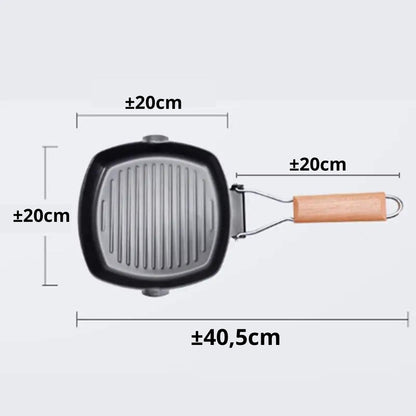 Panci Panggang Square Grill Pan Foldable 20Cm Wajan BBQ Anti Lengket Bentuk Kotak Panci Pemanggang Bakaran Sate Serbaguna