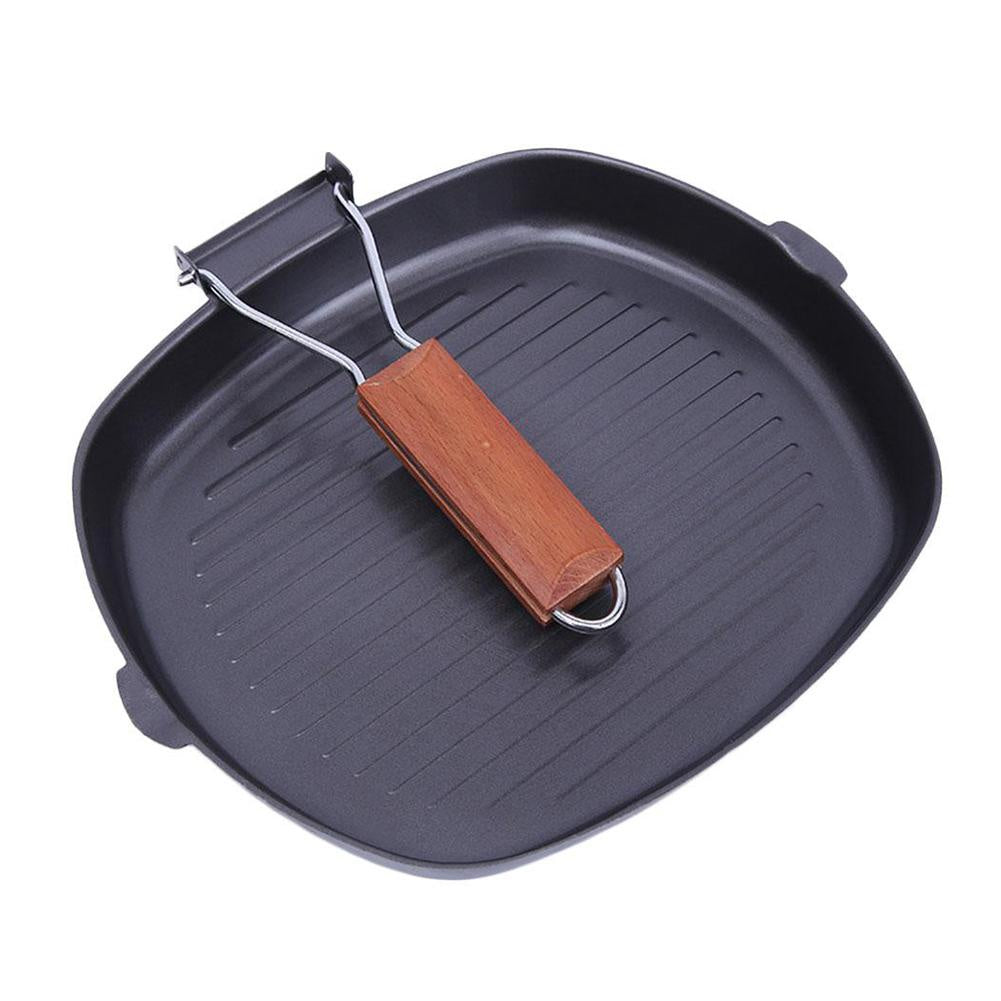 Panci Panggang Square Grill Pan Foldable 20Cm Wajan BBQ Anti Lengket Bentuk Kotak Panci Pemanggang Bakaran Sate Serbaguna