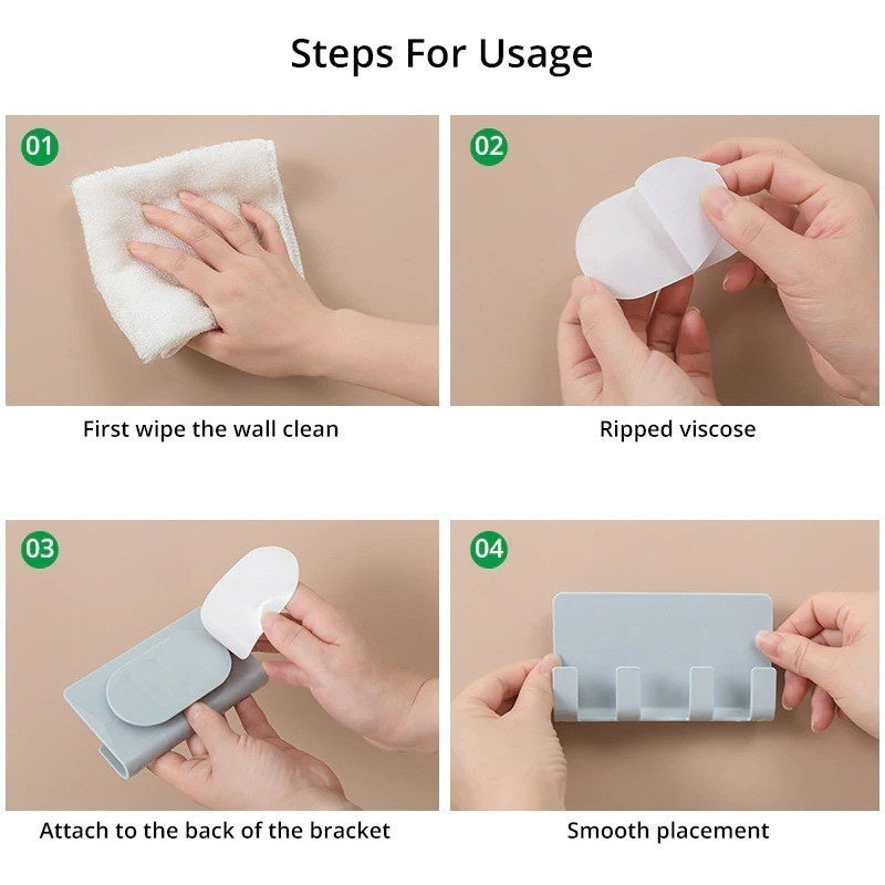 [MA] Gantungan Tempel Dinding 4 Kait / Bracket Holder Tempat Hp Remote TV AC / Tempat Gantung Kunci Baju Hook Dudukan Multifungsi Serbaguna Mofanaccessories Mofan Accessories