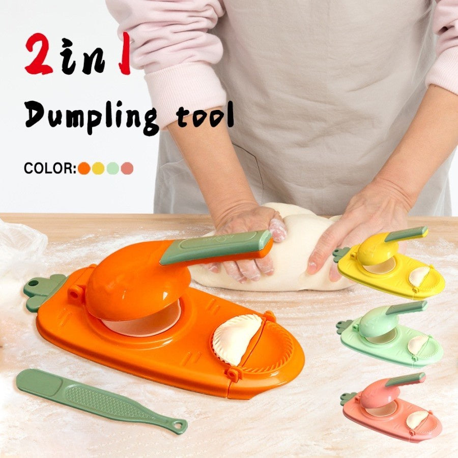 Alat Press Adonan Dan Cetakan Pastel 2in1 Bentuk Wortel / Alat Bantu Penekan Pemipih Pembentuk Lembaran Adonan Kulit Pangsit Dimsum Siomay Suikiaw Gyoza Kuotie Wonton Handmade Manual Dumpling Skin Maker BPA FREE Serbaguna