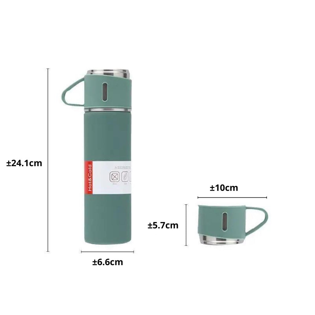 (1Set) Termos Vacuum Flask 500ml FREE Cangkir 2pcs / Thermos Vacum Eksklusif Stainless Steel 3in1 Tumbler Anti Korosi