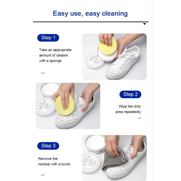 Krim Pemutih 120gr 260gr + Spons Serbaguna Perawatan Pembersih Pemutih Sepatu Shoe Cleaning Cream Semir Penghilang Noda Sneakers Tas Sofa Kulit