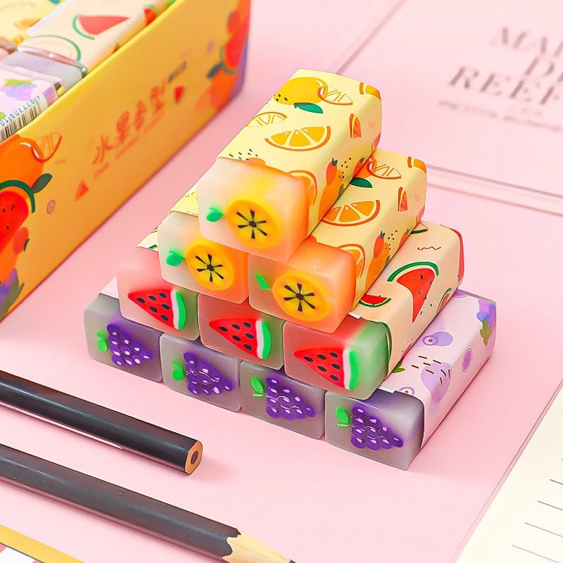 Penghapus Karet Transparan Motif Buah dan Dino / Hapusan Pensil Bergambar Unik Lucu Dan Wangi Transparent Eraser Setip Karakter Perlengkapan ATK Alat Tulis Sekolah Anak Kantor