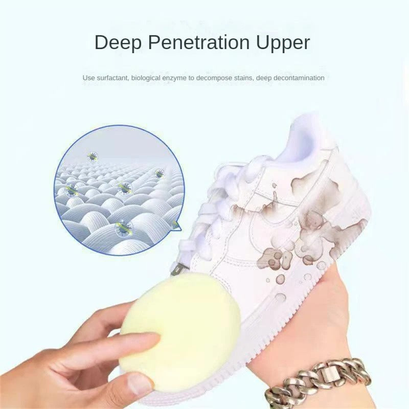 Krim Pemutih 120gr 260gr + Spons Serbaguna Perawatan Pembersih Pemutih Sepatu Shoe Cleaning Cream Semir Penghilang Noda Sneakers Tas Sofa Kulit